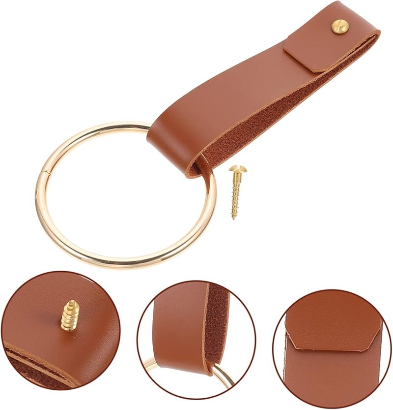 Rustic Wall Mounted Pu Leather Towel Ring Holder For Bathroom Decor - Image 5