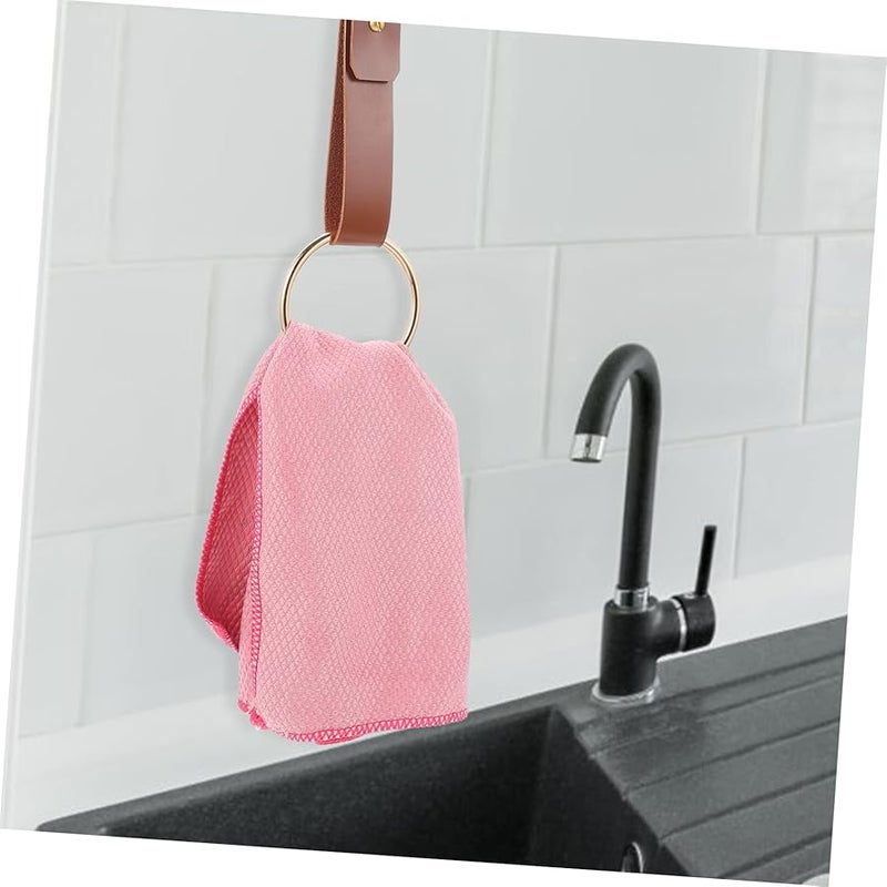 Rustic Wall Mounted Pu Leather Towel Ring Holder For Bathroom Decor - Image 4