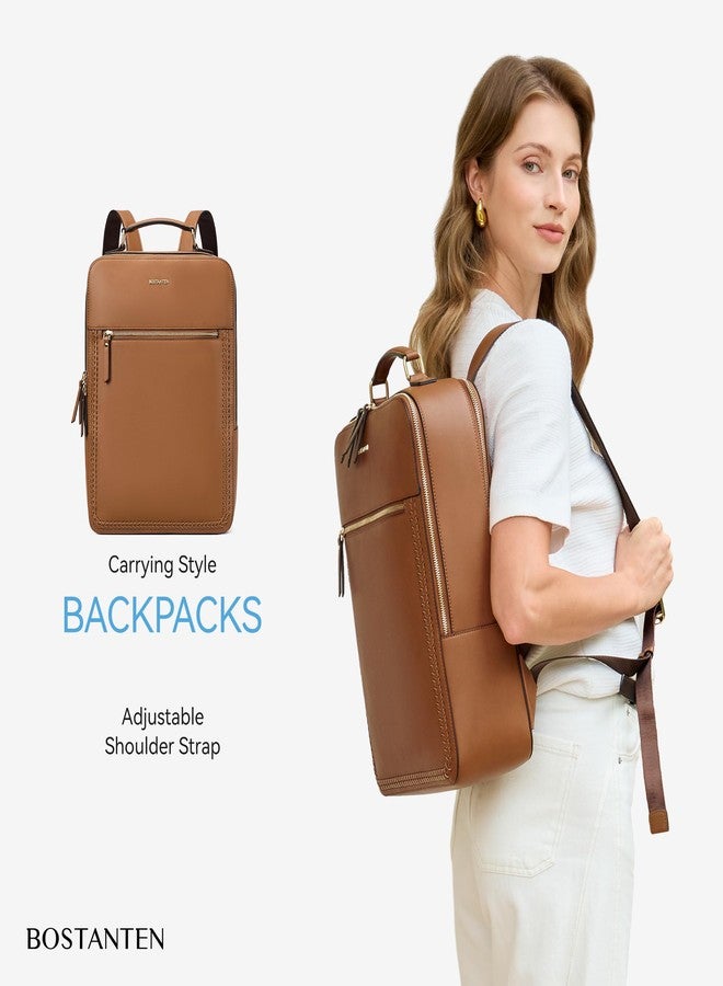BOSTANTEN Leather Laptop Backpack for Women 15.6 inch Work Bag - Image 3