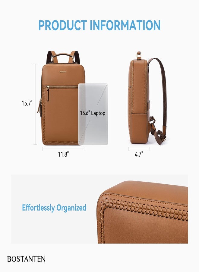 BOSTANTEN Leather Laptop Backpack for Women 15.6 inch Work Bag - Image 4
