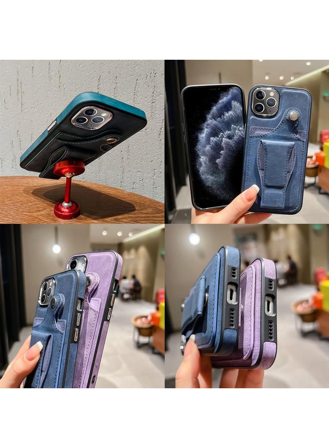 اس-توب جراب هاتف iPhone 11 Pro Max من الجلد مع حامل بطاقات دوار جانبي - Image 5