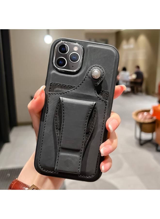 اس-توب جراب هاتف iPhone 11 Pro Max من الجلد مع حامل بطاقات دوار جانبي - Image 1