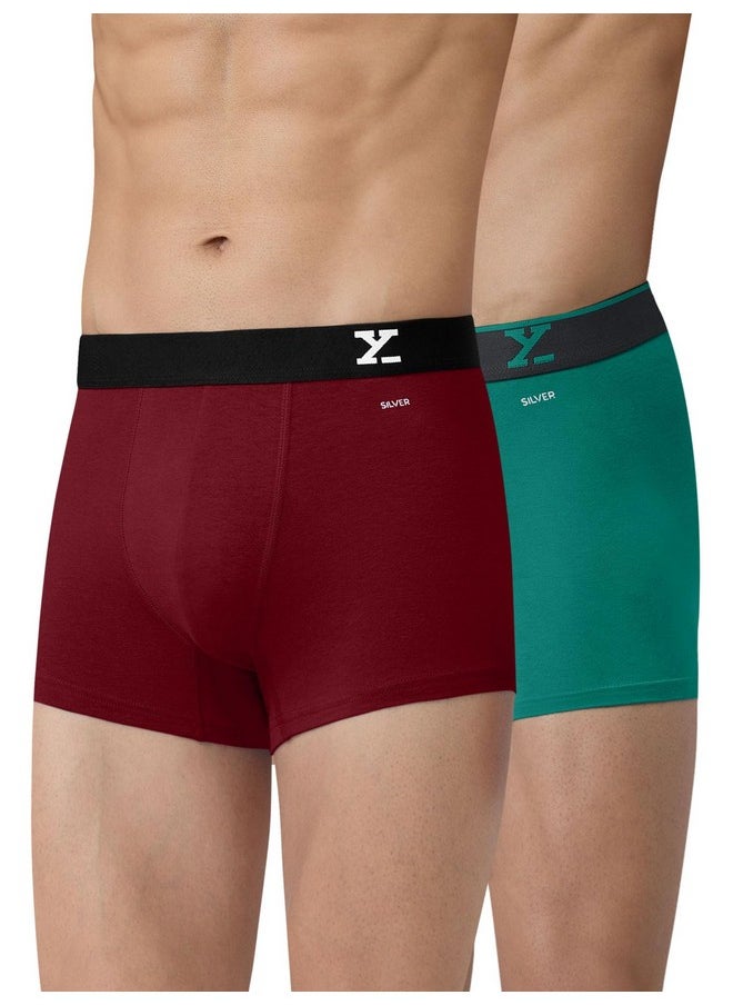 XYXX XYXX Men Micro Modal Trunk, Snug Fit, Solid, Pack of 2, XYTRNK2PCKN421M, Navigate+Tango Red, M  - Image 1