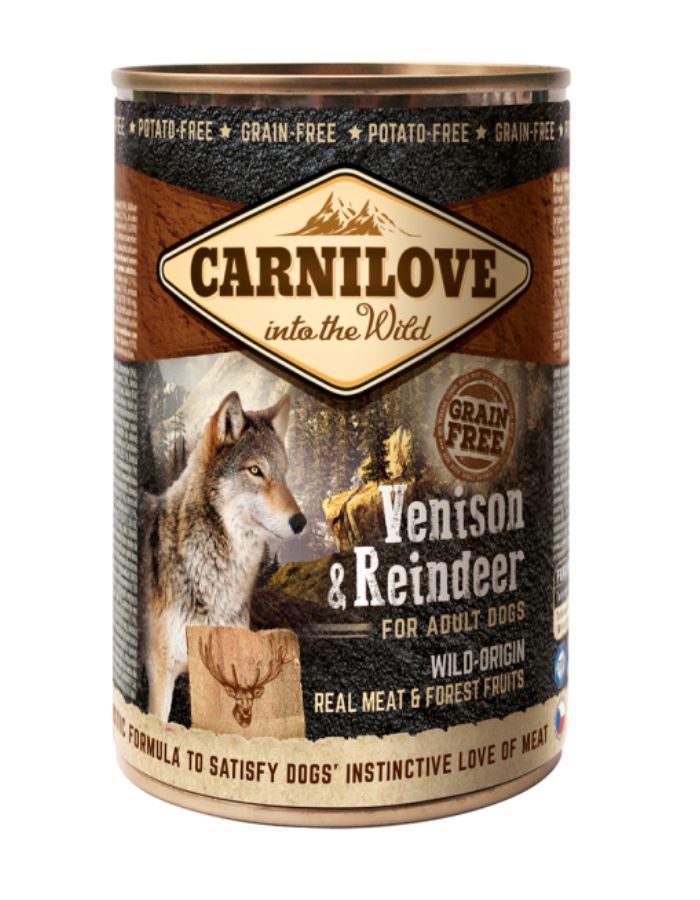Carnilove Venison & Reindeer Adult Dog Wet Food – 400g Can, Grain-Free Complete Nutrition