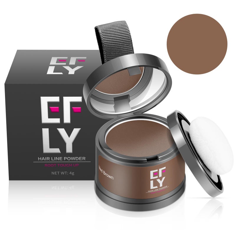 efly Root Touch Up Hair Color For Concealing Hair Loss and Thinning, Gray Hair Shadow Root Cover Up Hairline Powder For Women Men Eyebrows, Beard Line (Med Brown) - Image 1
