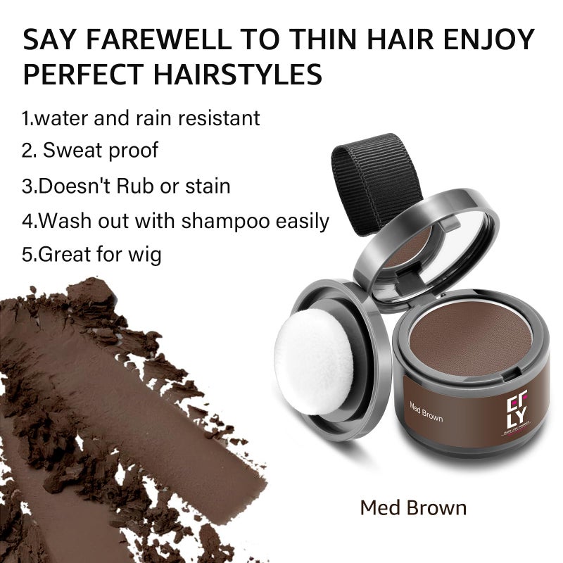 efly Root Touch Up Hair Color For Concealing Hair Loss and Thinning, Gray Hair Shadow Root Cover Up Hairline Powder For Women Men Eyebrows, Beard Line (Med Brown) - Image 4
