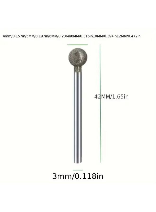 5pcs 12mm Diamond Round Burring Sanding Drill Bit Grinding Head 3mm Shank - Image 4