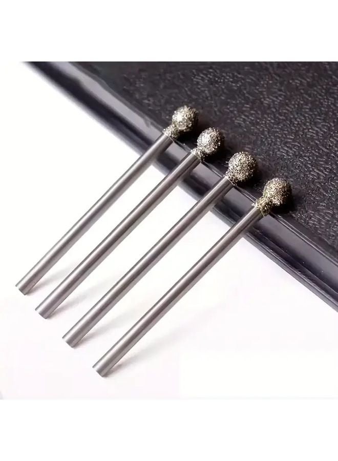 5pcs 12mm Diamond Round Burring Sanding Drill Bit Grinding Head 3mm Shank - Image 3