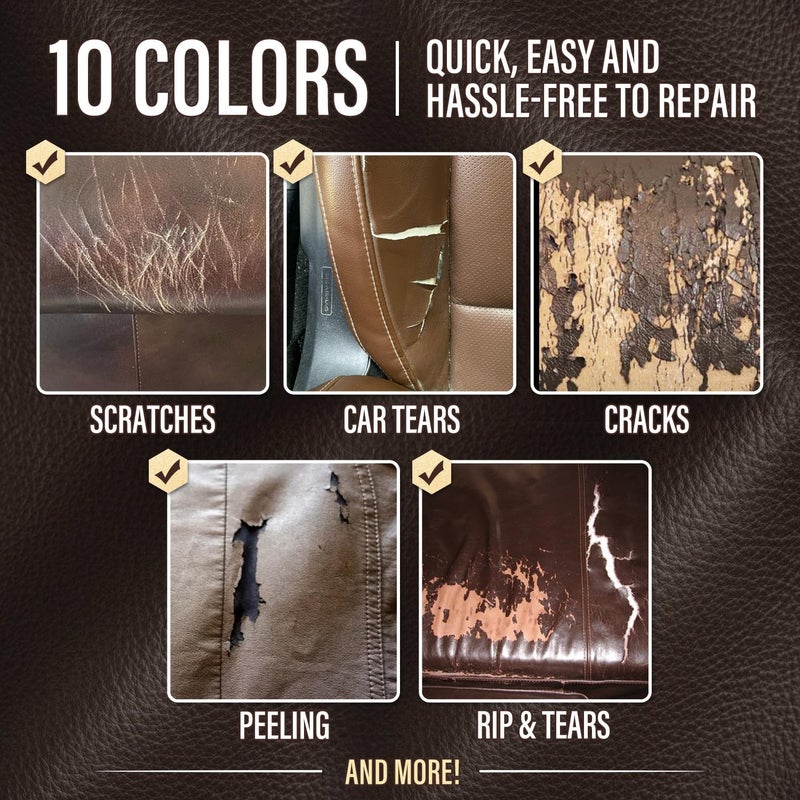 MCTRHG Leather & Vinyl Repair Kit, Leather Repair Kit for Car Seat, Shoes, Jacket, Sofa, Couch, Purse, Restores Faux, Artificial, Genuine Pleather, with Easy to Follow Instruction to Match Any Color - Image 2