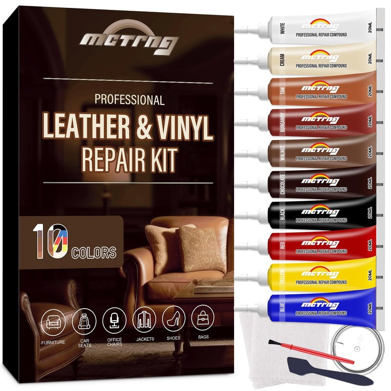 MCTRHG Leather & Vinyl Repair Kit, Leather Repair Kit for Car Seat, Shoes, Jacket, Sofa, Couch, Purse, Restores Faux, Artificial, Genuine Pleather, with Easy to Follow Instruction to Match Any Color - Image 1