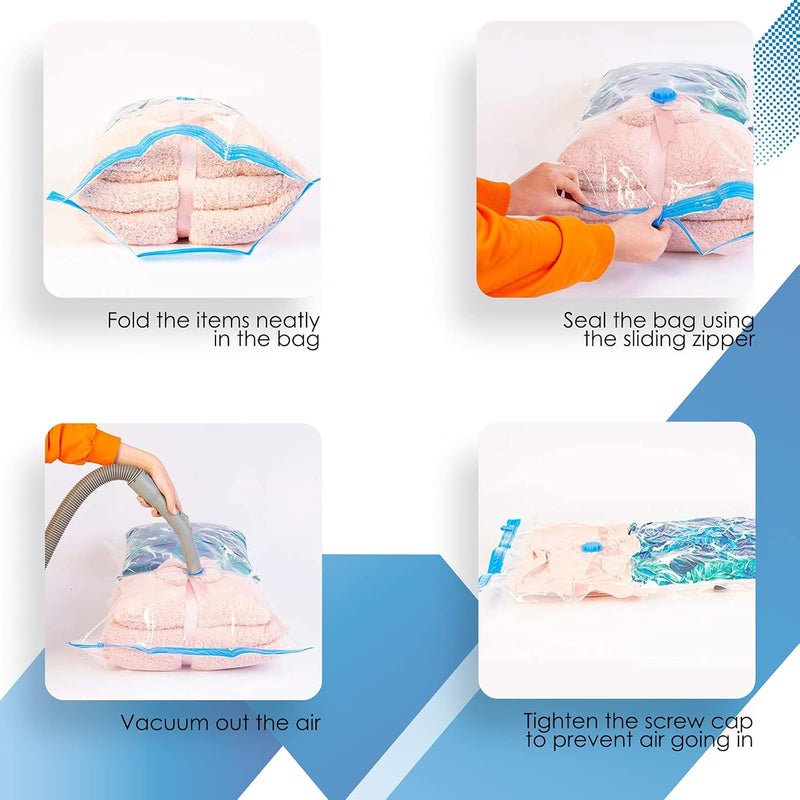 KEPLIN KEPLIN Vacuum Storage Bags Maximise Space and Store Clothes Bedding Towels Duvet Pillow Space Saver Air Suction Bag with Secure Double Zip Valve 6 Pack Large 60cm x 80 cm - Image 2