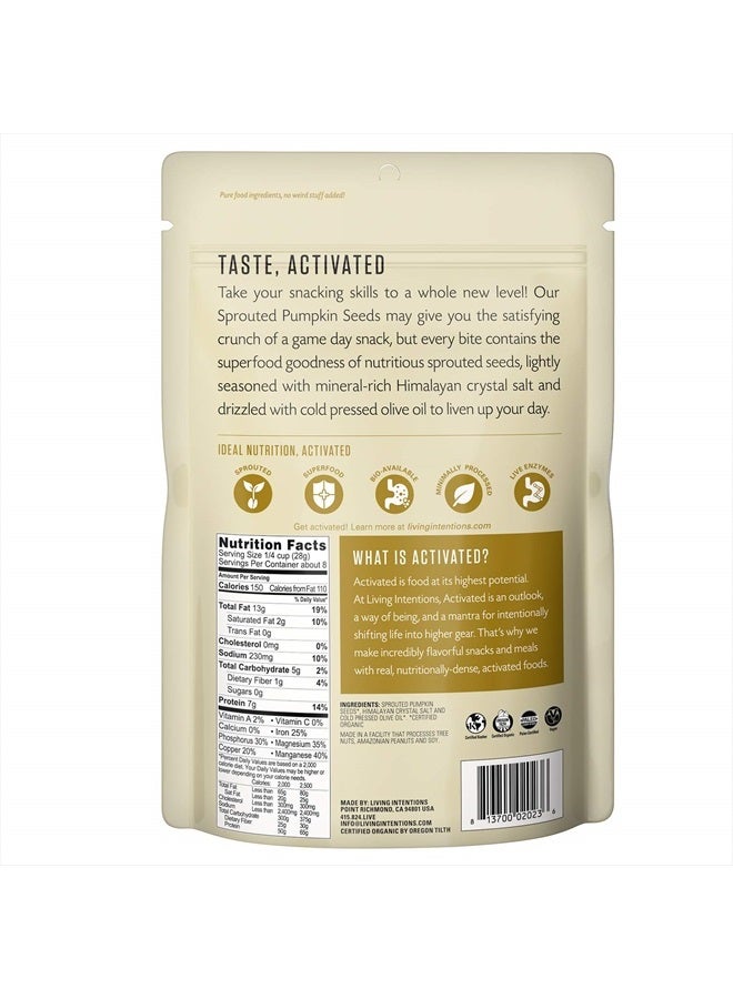 Living Intentions Organic Sprouted Pumpkin Seeds: Salted – NonGMO – Gluten Free – Vegan –Kosher – Paleo - 8 Ounce Unit - Image 2