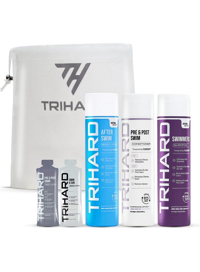 TRIHARD Pre & Post Swim Conditioner + Swimmers Shampoo Extra Boost + Afterswim Body Wash Extra Boost ; Removing Pool Chemicals And Hard Water Negative Effects - Image 2