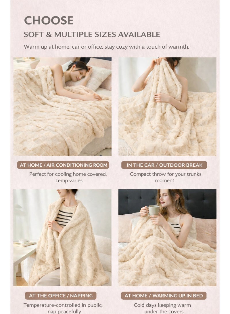 ARNOTEC Double Warmth Waffle Fleece Blanket 150×200cm – Thick Milk Velvet Throw Blanket, Soft & Breathable, All-Season Cozy Blanket for Sofa, Bed, Nap & Travel - Image 3
