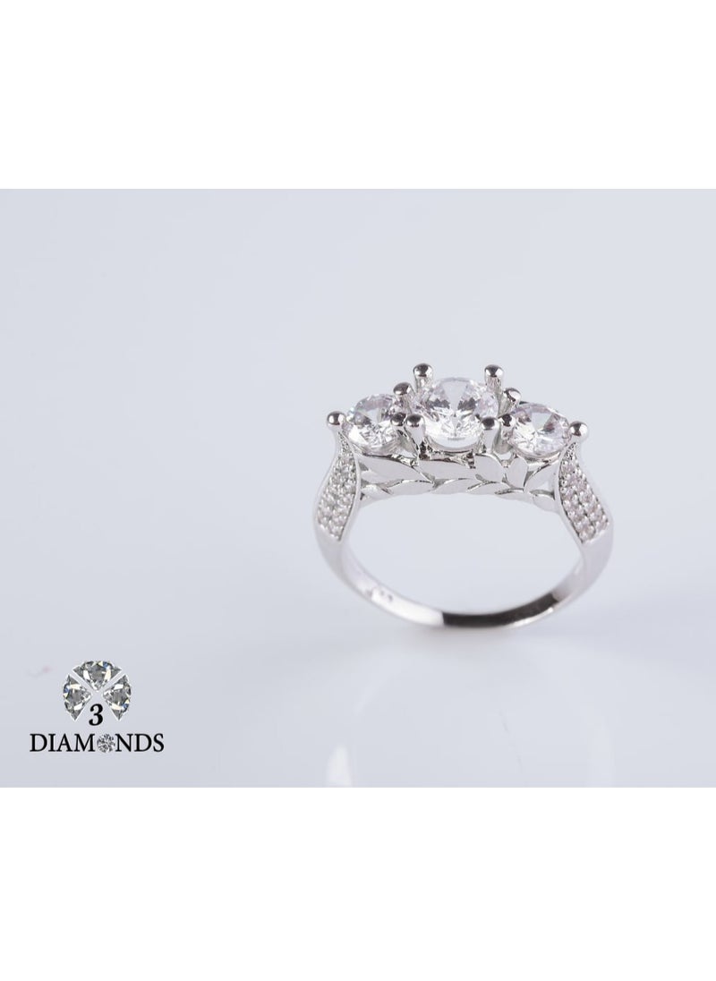3Diamonds - Elegant Three-Stone Diamond Ring by 3 Diamonds - Platinum-Plated, High-Quality Craftsmanship, Perfect for Special Occasions - Image 1