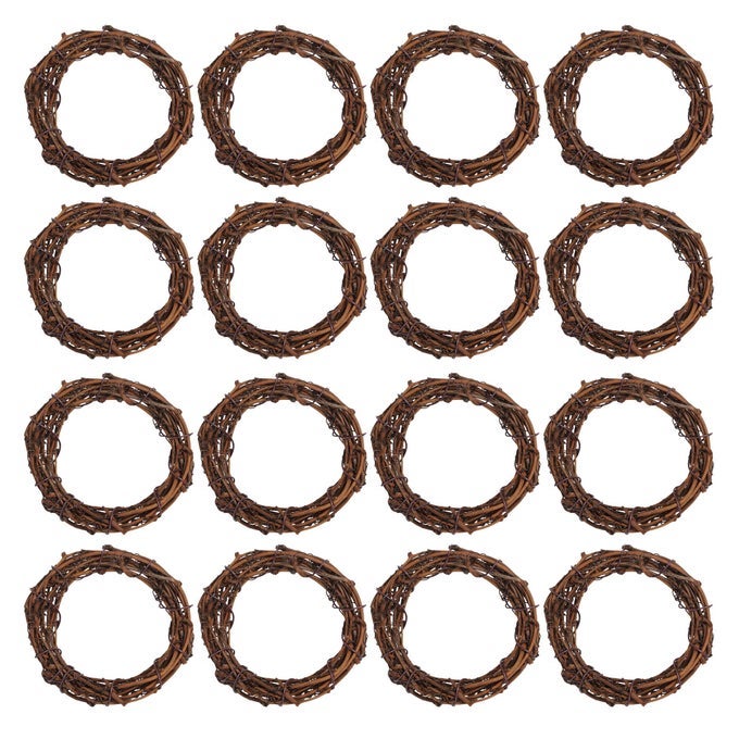 Grapevine Wreath Set 16 Pieces Natural Vine Branch Wreath Christmas DIY Rattan Wreath Garland for Christmas Holiday Craft Wedding Decor 3 in