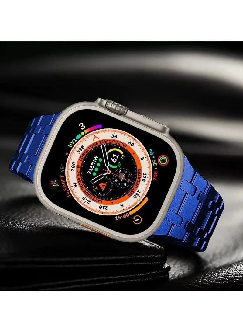 LEVELO RoyalLink Stainless Steel Metal Watch Strap for Smart Watch 49/45/44/42mm / Durable smartwatch Band - Blue - Image 2