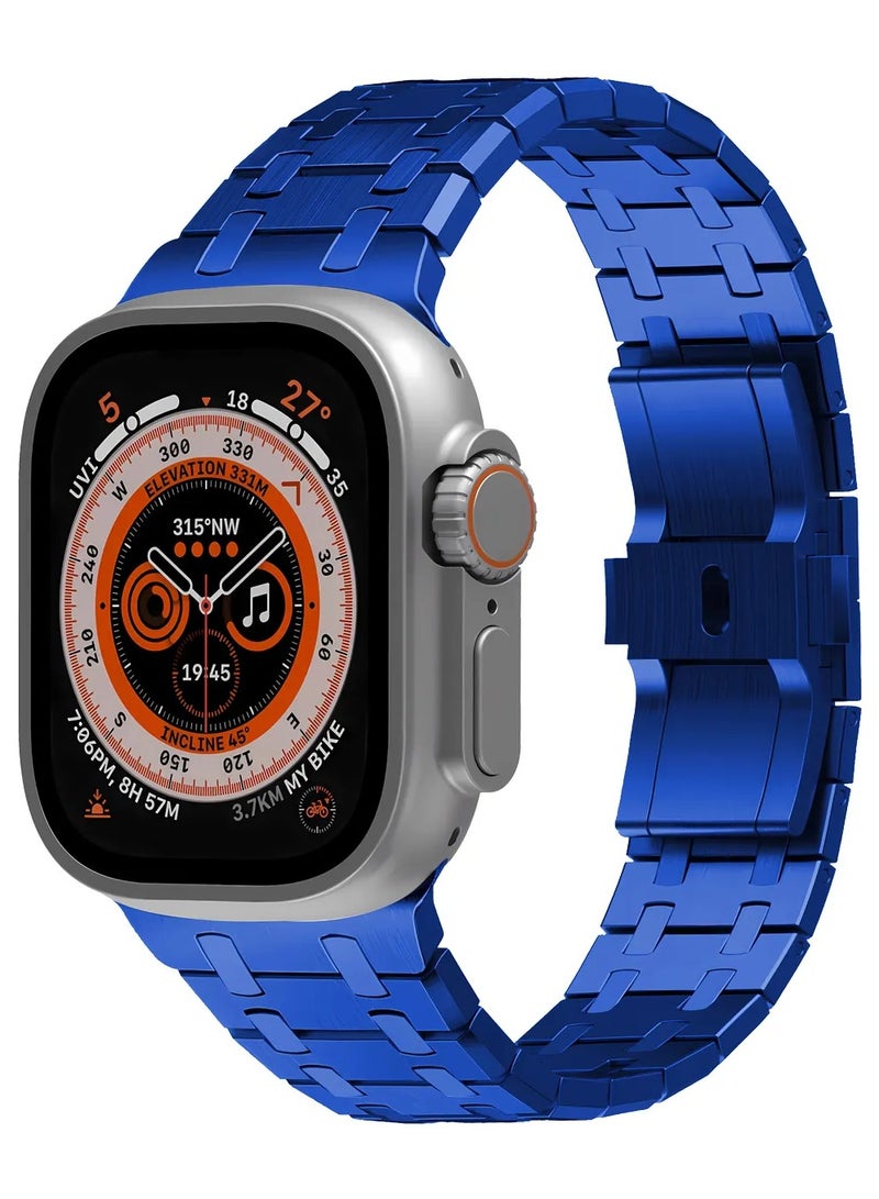 LEVELO RoyalLink Stainless Steel Metal Watch Strap for Smart Watch 49/45/44/42mm / Durable smartwatch Band - Blue - Image 1