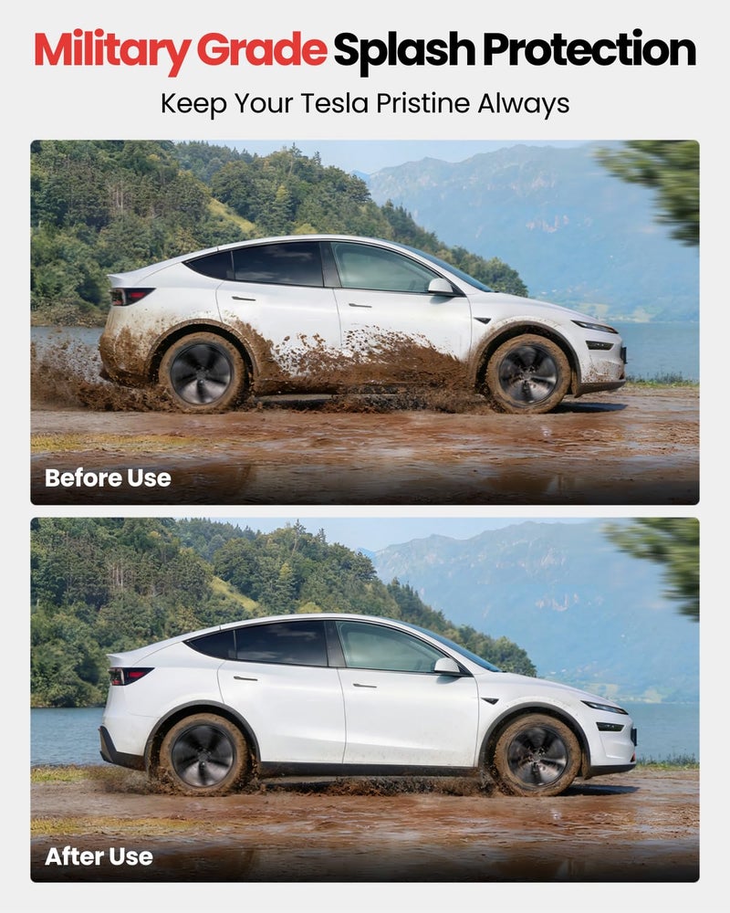 REEVAA 2026 Tesla New Model Y Juniper Accessories - Mud Flaps [Protect Paint, No Drilling Required] All-Weather Splash Guard Body Kits for Model Y Juniper 2025-2026, Black (Set of 4) - Image 2