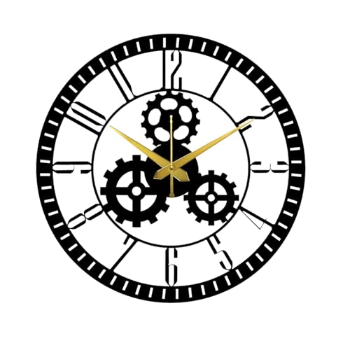 AVVIC MART Wall Clock Stylish Metal Analog Wall Clock for Living Room, Bedroom, Office, Kitchen, Home and Hall | Antique Fancy Big Size Modern Wall Watch (Black(DA-169), 40 CM) - Image 1