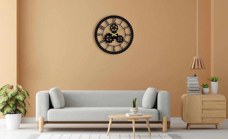 AVVIC MART Wall Clock Stylish Metal Analog Wall Clock for Living Room, Bedroom, Office, Kitchen, Home and Hall | Antique Fancy Big Size Modern Wall Watch (Black(DA-169), 40 CM) - Image 2
