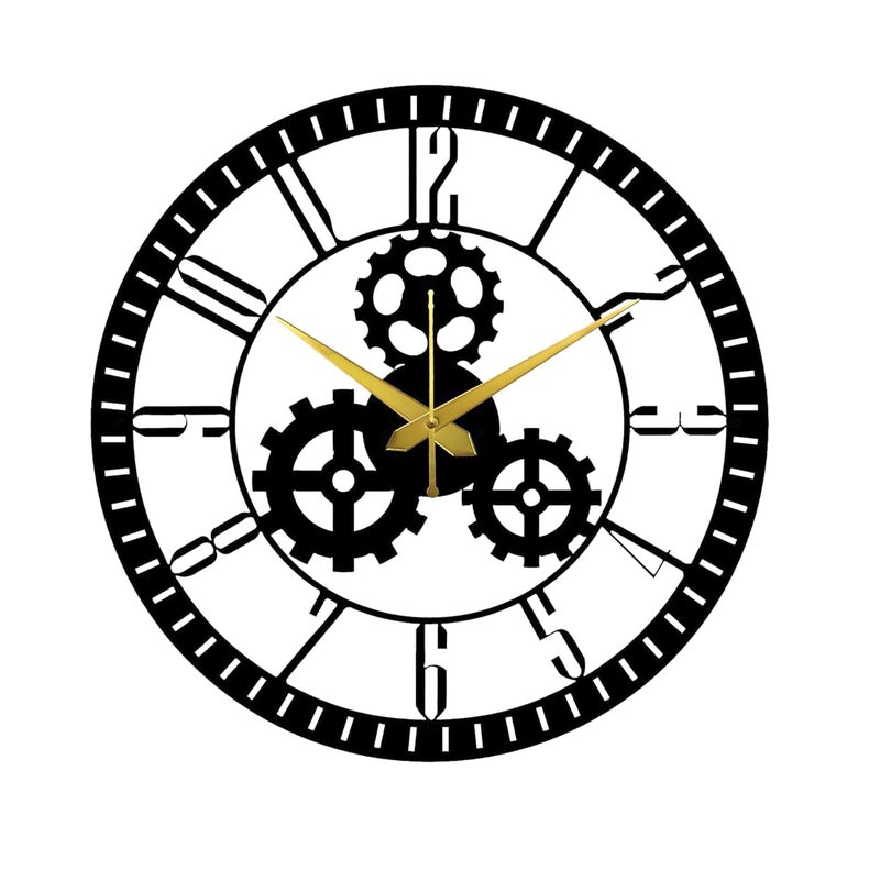 AVVIC MART Wall Clock Stylish Metal Analog Wall Clock for Living Room, Bedroom, Office, Kitchen, Home and Hall | Antique Fancy Big Size Modern Wall Watch (Black(DA-169), 40 CM) - Image 5