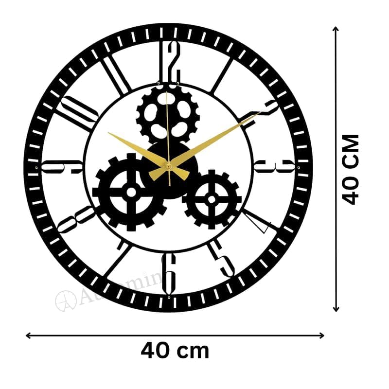 AVVIC MART Wall Clock Stylish Metal Analog Wall Clock for Living Room, Bedroom, Office, Kitchen, Home and Hall | Antique Fancy Big Size Modern Wall Watch (Black(DA-169), 40 CM) - Image 3