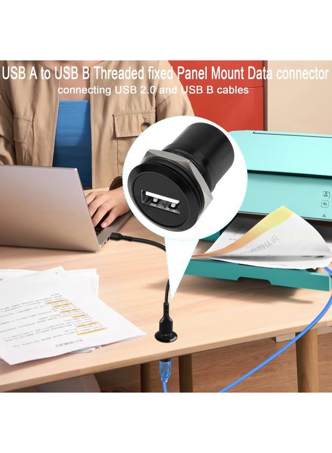 QIANRENON USB2.0 to USB B Threaded Fixed Printer Adapter USB2.0 Female to USB Type B Female Panel Mount Round Connector for PC Printer Scanner Laptop - Image 3