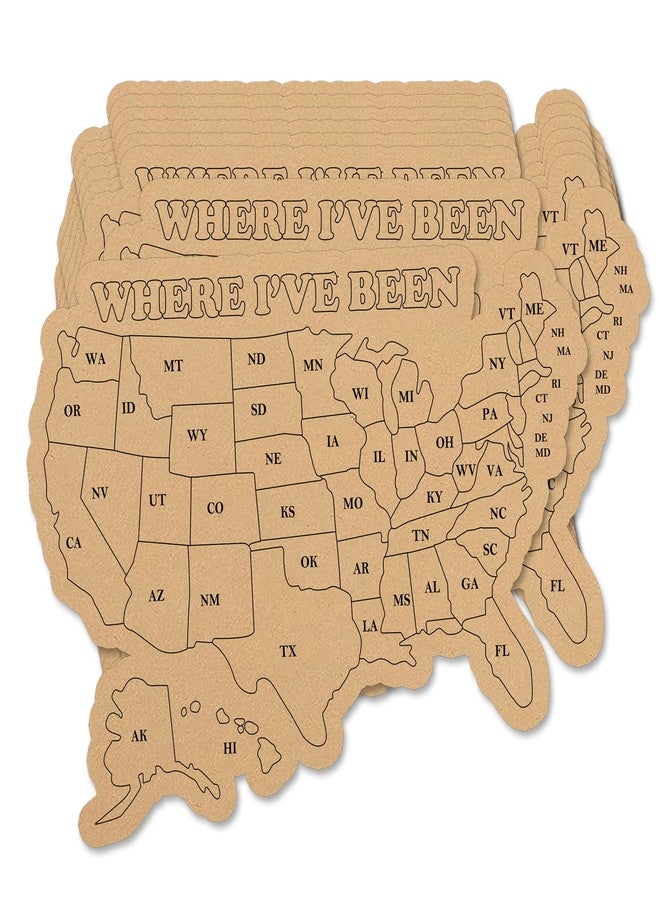 Well Tile 8Pcs Where I've Been Map Sticker 3.8x4.8 Inch-Kraft Track Journal Labels Visited map Travel Sticker Coloring Travel Decal for Man Woman Traveler - Image 1