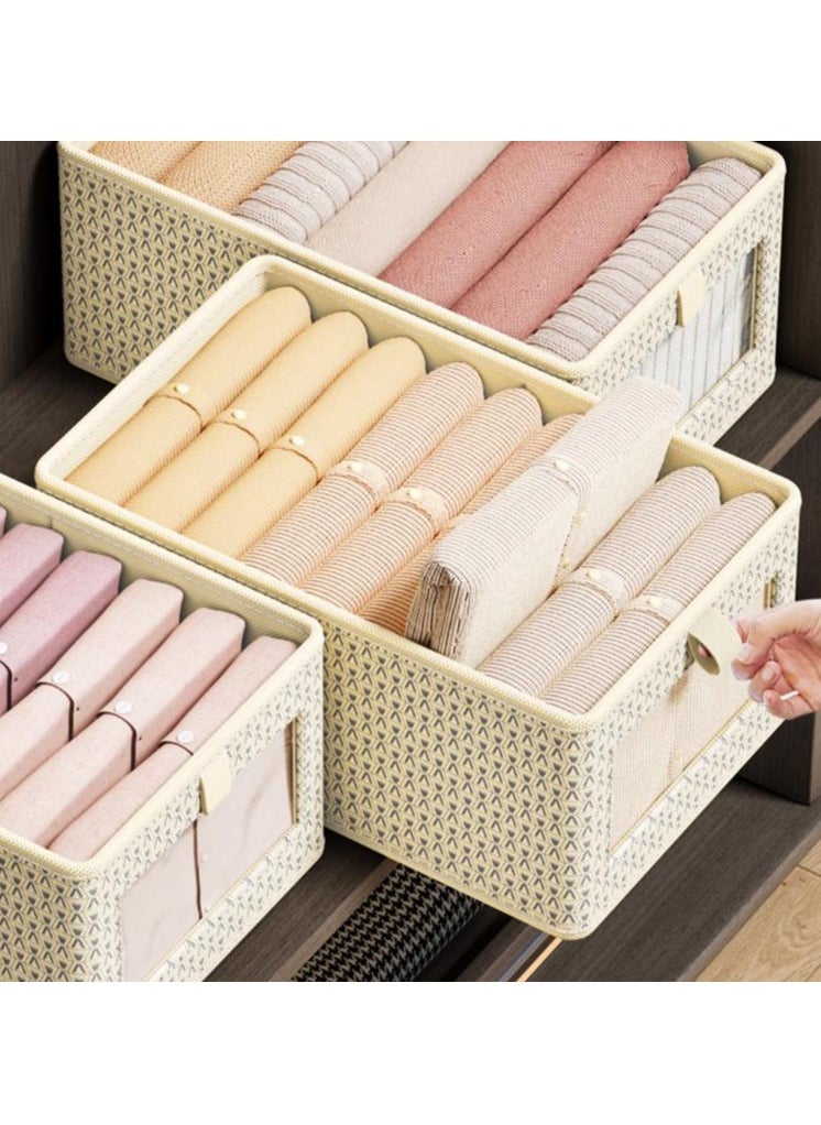 Hanayo 2 Pcs Storage Boxes Foldable Storage Box with Handle Storage Bins Closet Organizers Shelf Baskets Storage Bins for Clothing Toys Books(Beige)  - Image 3
