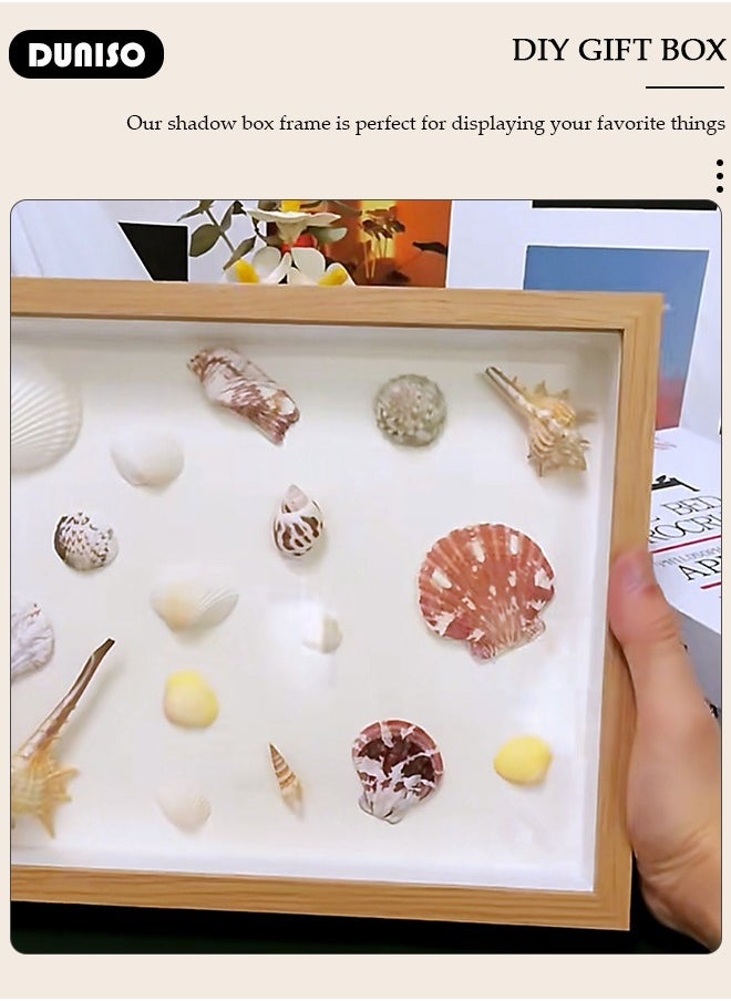 DUNISO 3D Picture Frame for Filling with 1M LED Fairy Lights, 21*29.7CM, Shadow Box Frame DIY Photo Frame with 1 Pack of Shells for Displaying, Object Frame, for Wall Hanging or Desktop, Family Memory Gifts  - Image 2