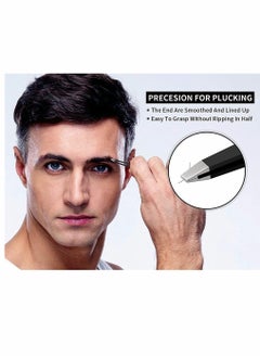 SYOSI Eyebrows Tweezers Set, 4 Pcs Woman and Men Precision Eyebrow Tweezers Set with Travel Case, for Ingrown Fine Hair Removal, Splinter Blackhead Remover Gifts (Black)  - Image 3