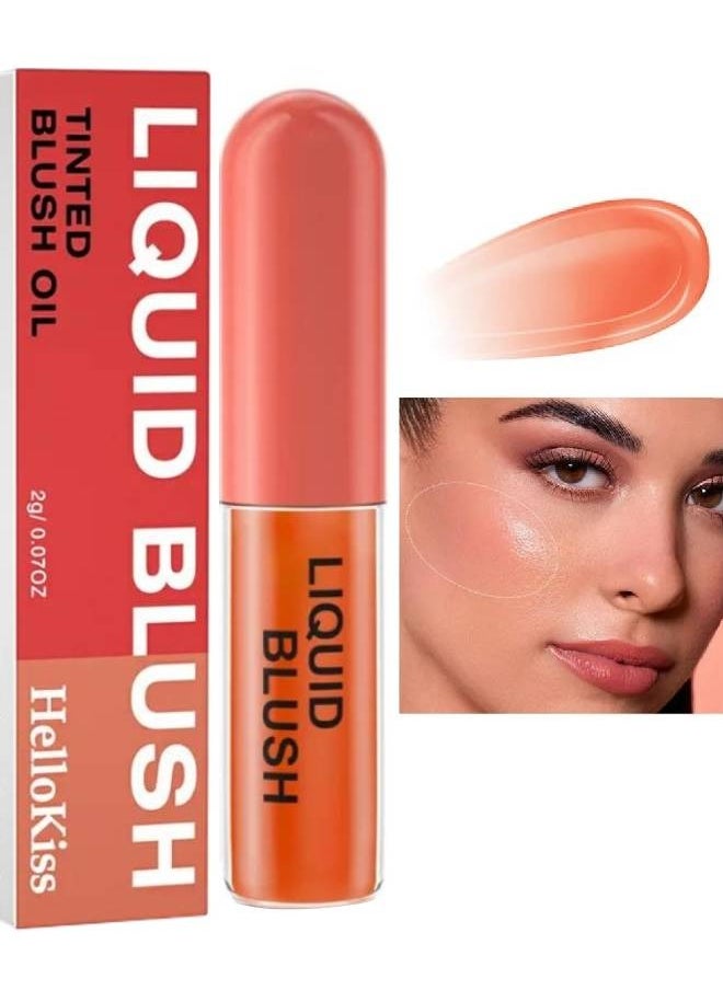 HelloKiss Tinted Blush Oil Liquid Blush for Cheeks Natural Flush Finish Temperature Color Changing Waterproof Blusher for Cheeks Long Wearing Moisturizing Blush Natural Glossy 03  - Image 1