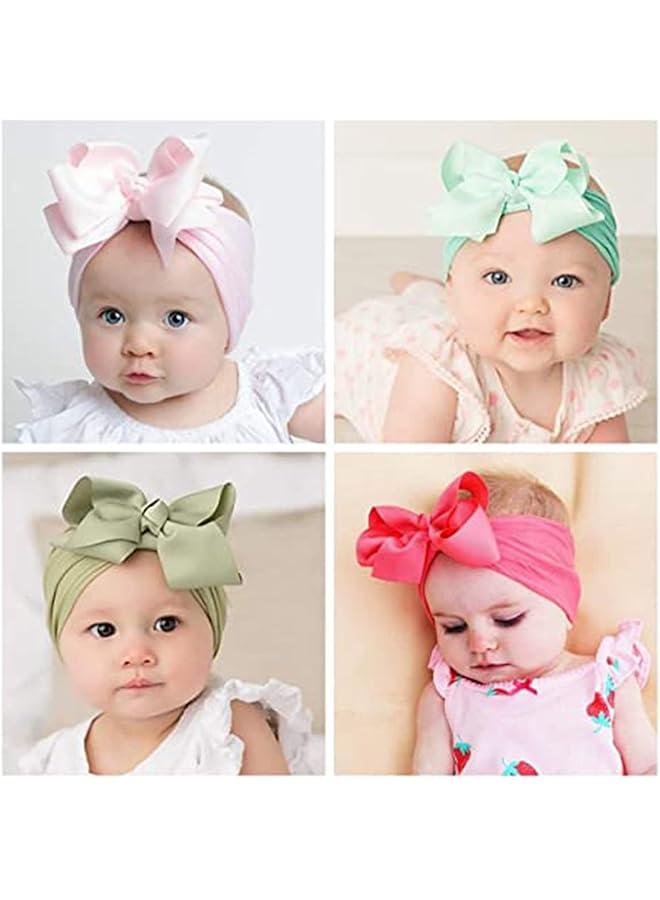 erorex Baby Girls Big Bows Headbands Elastic Nylon Hairbands Turban Hair Accessories For Newborns Infants - Image 4