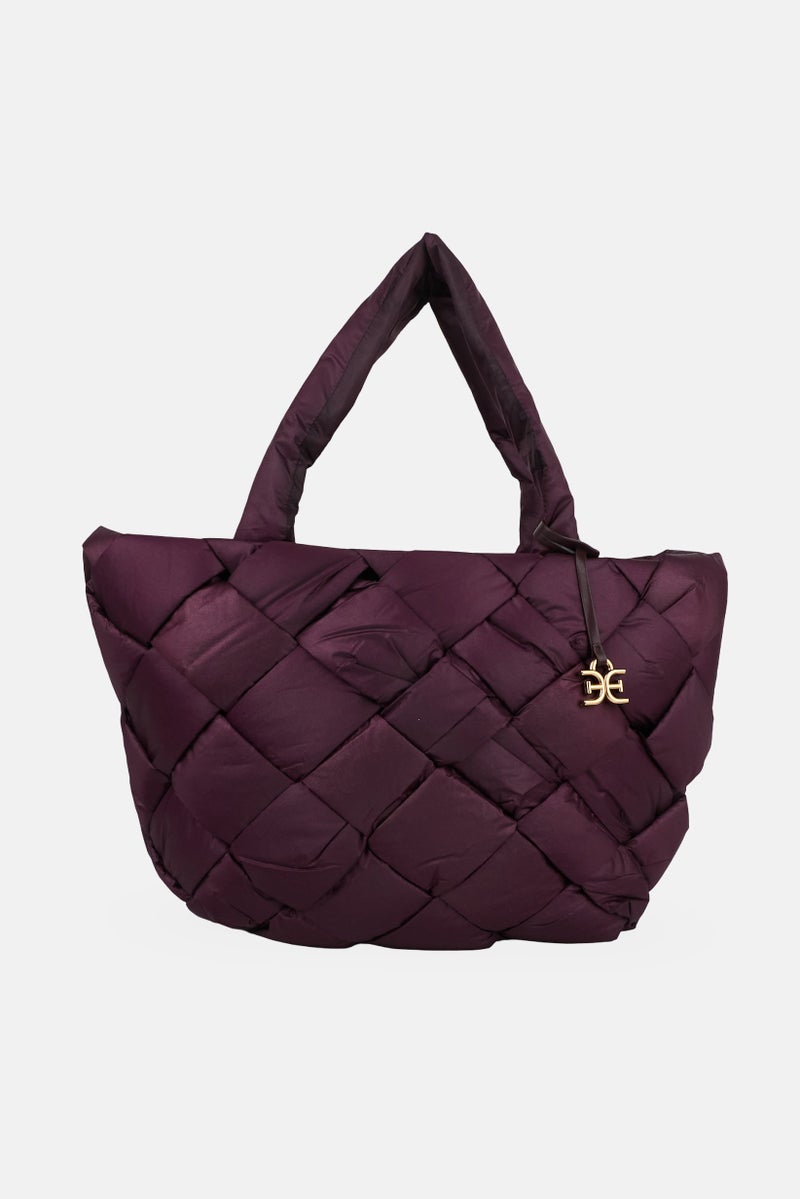 Sam Edelman Women Quilted Tote Bag, Dark Purple - Image 1