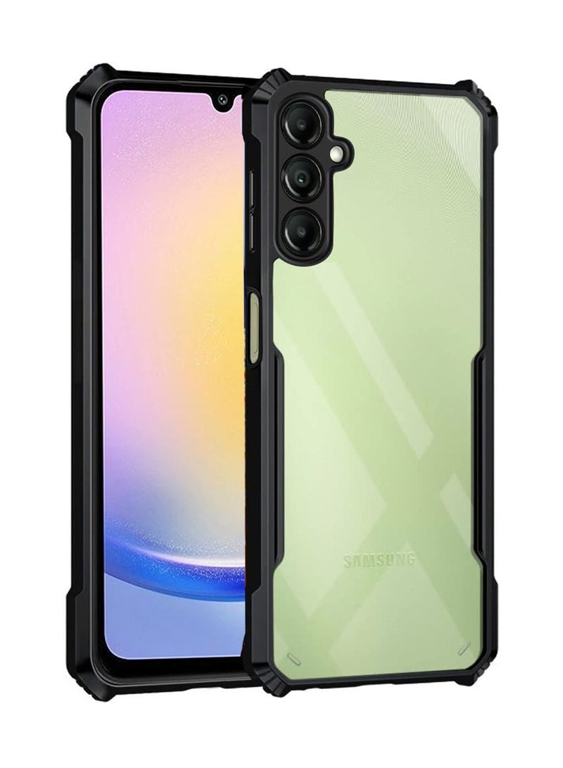 Techie غطاء حماية خلفي من الدرجة العسكرية مع إطار TPU ناعم مقاوم للصدمات لهاتف Samsung Galaxy A25 - شفاف أسود - Image 1