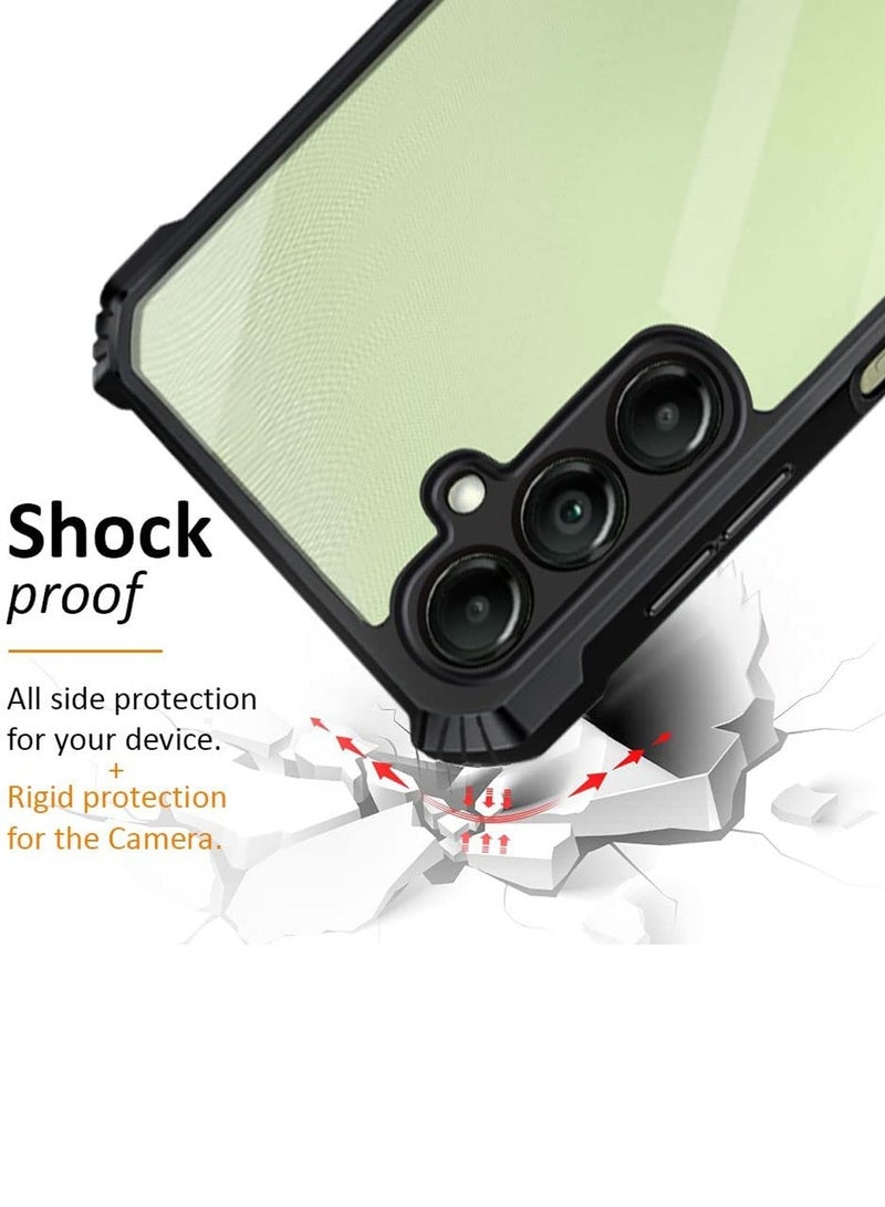 Techie غطاء حماية خلفي من الدرجة العسكرية مع إطار TPU ناعم مقاوم للصدمات لهاتف Samsung Galaxy A25 - شفاف أسود - Image 4