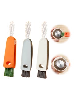 KASTWAVE Small Bottle Lid Detail Brush, 3 in 1 Multifunctional Kitchen Mini Mug Glass Lid Cleaning Brush, Straw Cleaning Tool Water Bottle Cleaning Crevice Brush, Baby Bottle Cup Cleaning Tool (3 Pack)  - Image 1