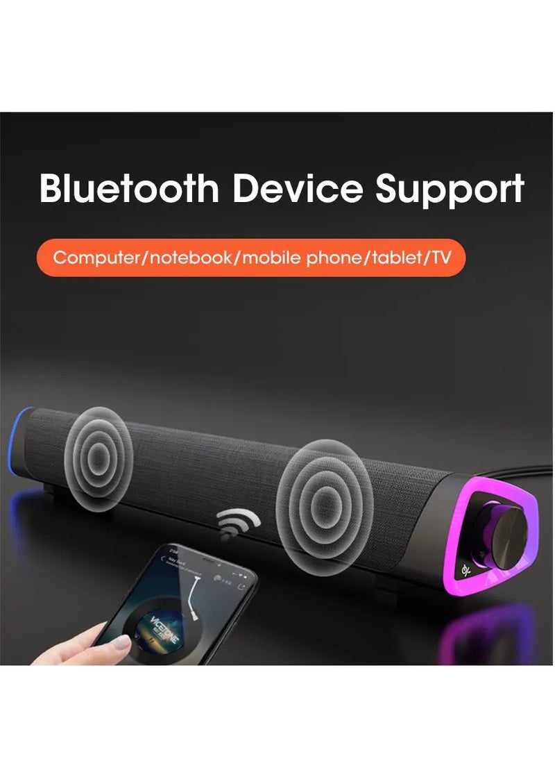 EVEREEN - 4D Computer Speaker Bar Stereo Sound Subwoofer Bluetooth Speaker For Macbook Laptop Notebook PC Music Player Wired Loudspeaker(Black) - Image 1