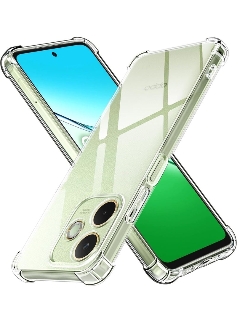 جراب متوافق مع OPPO A5 Pro 4G / OPPO A5 Pro 5G - غطاء شفاف من السيليكون (TPU) مقاوم للصدمات، مزود بحماية للكاميرا وزوايا معززة ضد الصدمات - شفاف - Image 1
