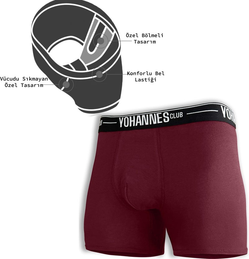 Yohannes Club , men, Special Compartment Cotton Boxer, single, Claret Red - Image 1