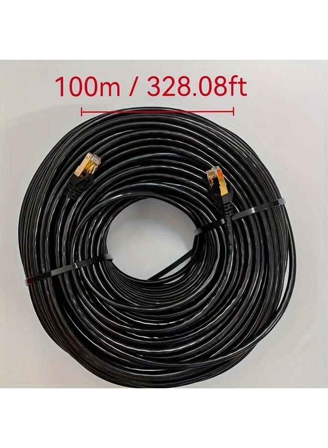 Black Cat6 Ethernet Cable 42 Meters 138 Feet High Speed 1Gbps 250MHz Shielded RJ45 Golden Plated Connectors Compatible with PS5 PS4 PS3 Switch Router PC Home Office Gaming Grade - Image 2