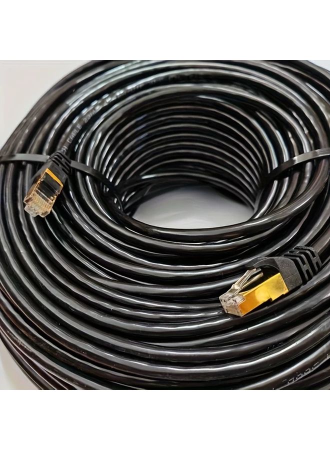Black Cat6 Ethernet Cable 42 Meters 138 Feet High Speed 1Gbps 250MHz Shielded RJ45 Golden Plated Connectors Compatible with PS5 PS4 PS3 Switch Router PC Home Office Gaming Grade - Image 3
