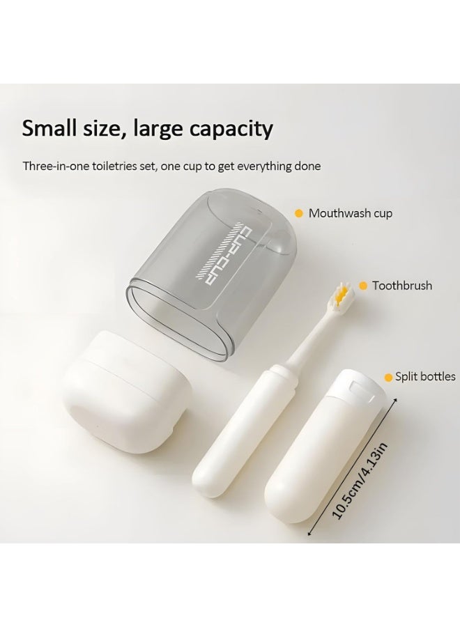 3 in 1 Travel Toiletries Set, Portable Travel Toothbrush with Toothpaste Dispenser & Mouthwash Cup, Leak-Proof Compact Size, Foldable Storage, Mini Essential Toiletry - Image 4