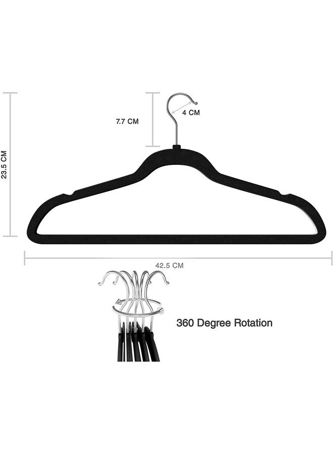 ARLICORPING Velvet Non-Slip Premium Suit Hangers - Ultra Thin Space Saving 360 Degree Swivel Hook Clothes Hangers (Black Velvet, 50) - Image 2