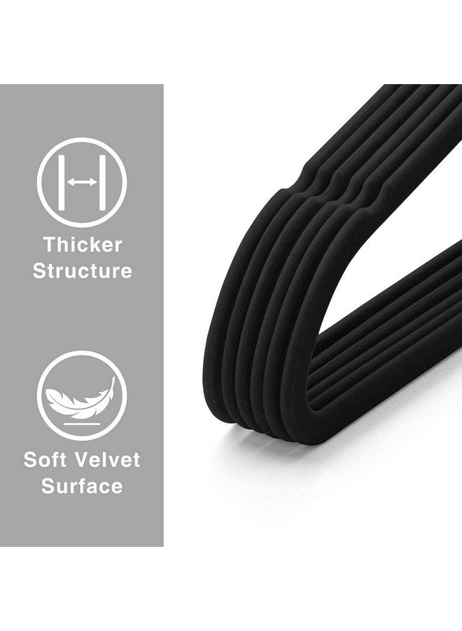 ARLICORPING Velvet Non-Slip Premium Suit Hangers - Ultra Thin Space Saving 360 Degree Swivel Hook Clothes Hangers (Black Velvet, 50) - Image 3