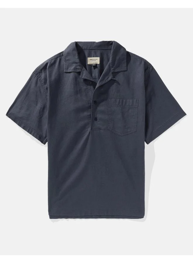 امريكان ايجل AE Linen-Blend Popover Shirt