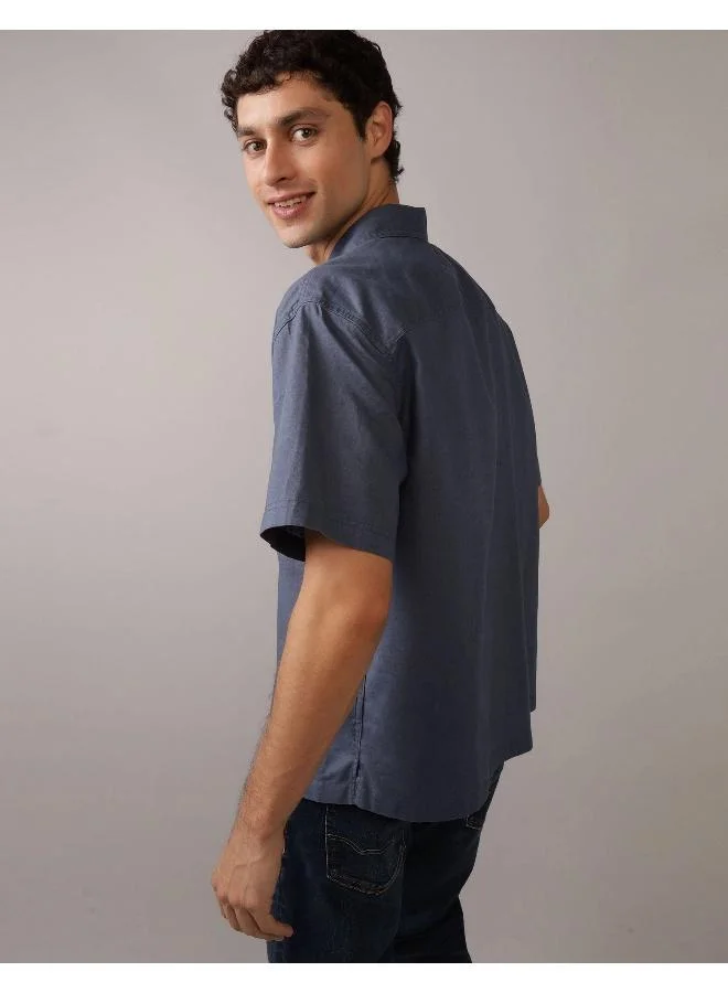 امريكان ايجل AE Linen-Blend Popover Shirt