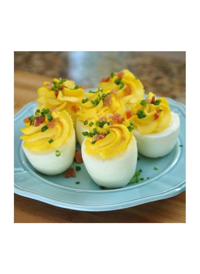 NIBEMINENT - 6-Piece Silicone Boil Egg Container Mold White/Red - Image 1