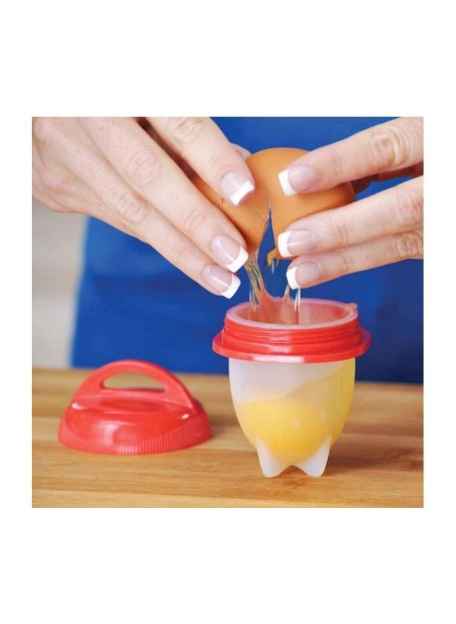 NIBEMINENT - 6-Piece Silicone Boil Egg Container Mold White/Red - Image 1